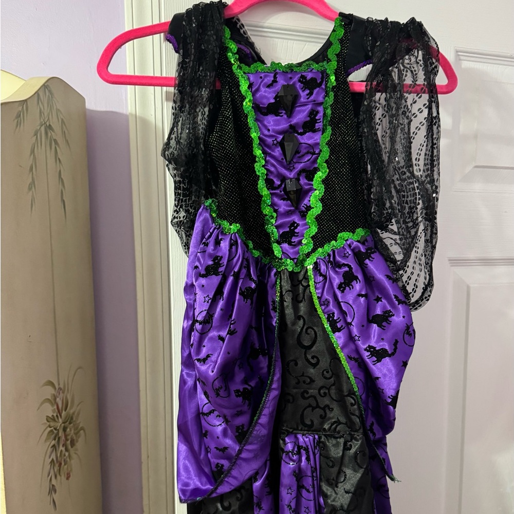 Gorgeous Enchanting Purple and Black Witch lace and sequin costume and hat